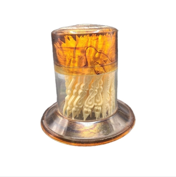 Vintage Tiki Malaysian style faux ivory Cocktail Appetizer Picks And Container - Picture 5 of 16